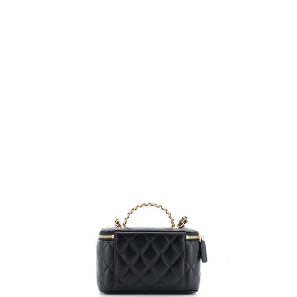 Chanel CC Woven Logo Handle Vanity Case with Chain Quilted Lambskin with Crystal - Picture 3 of 6